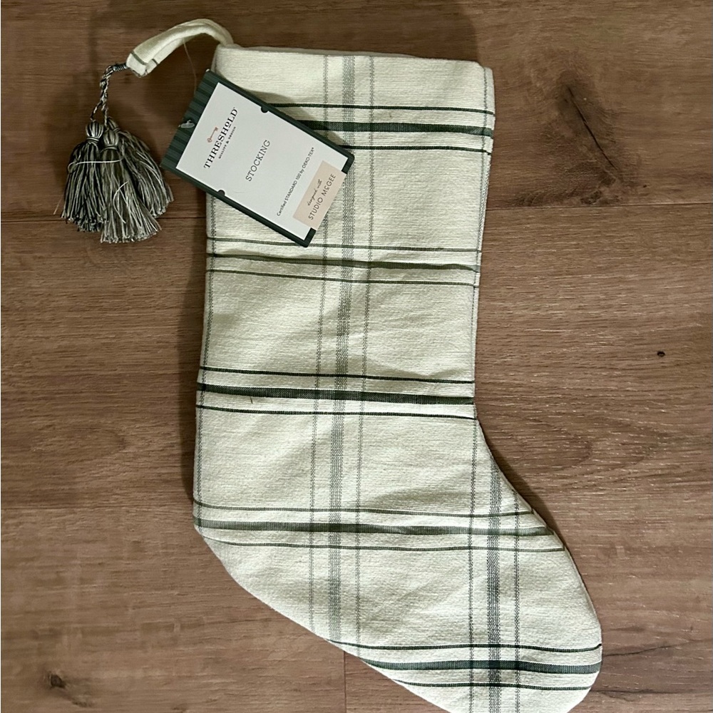 NEW Threshold by Studio McGee 20" Plaid Christmas Stocking with Tassels